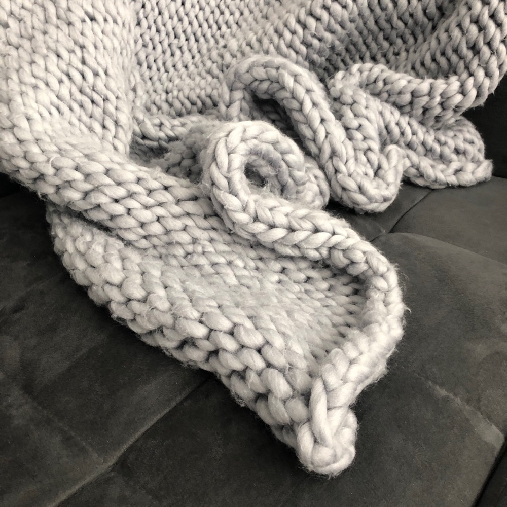 Handmade Wool Knit Blanket. 4’ x 5’